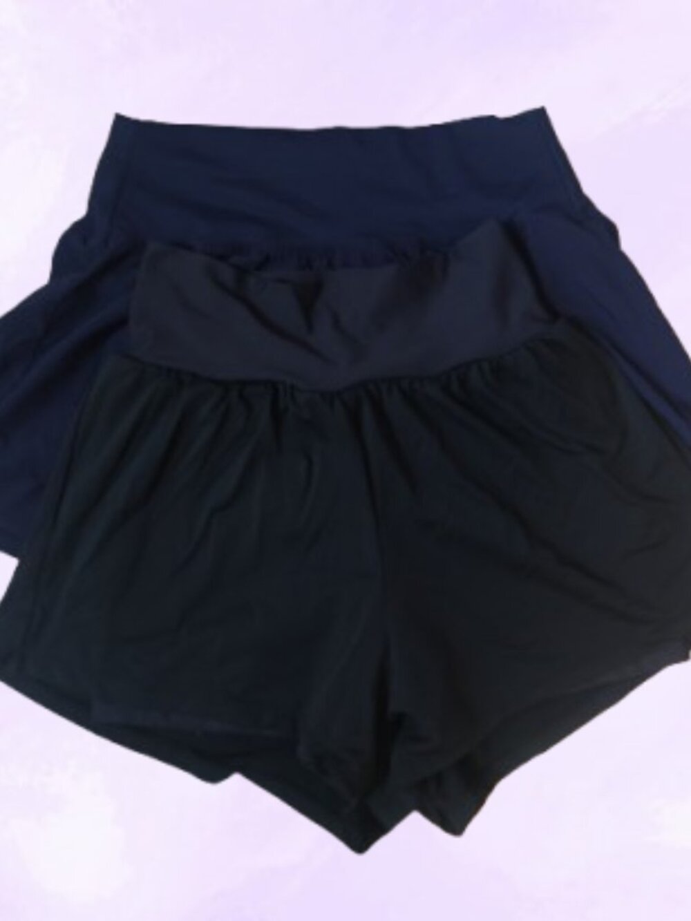 Bundle of XS's and smalls exercise workout shorts in black and navy blue.